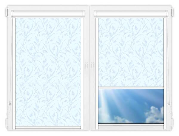 Кассетные рулонные шторы UNI Баски морозно-голубой цена. Купить в «Мастерская Жалюзи»